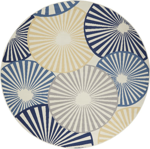 4' X 6' Blue and Ivory Geometric Power Loom Area Rug